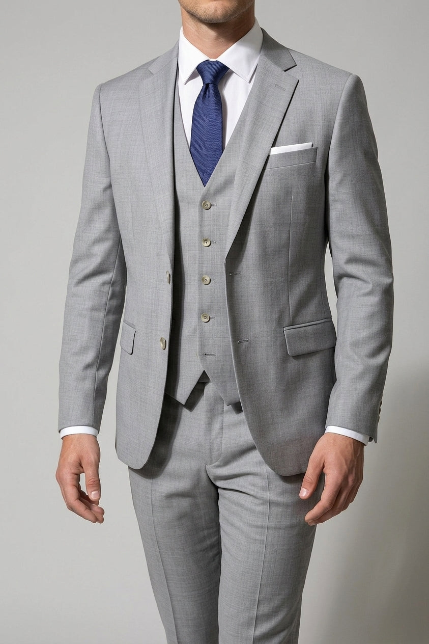 Slim-Fit 3-Piece Suit Men Wedding Wool
