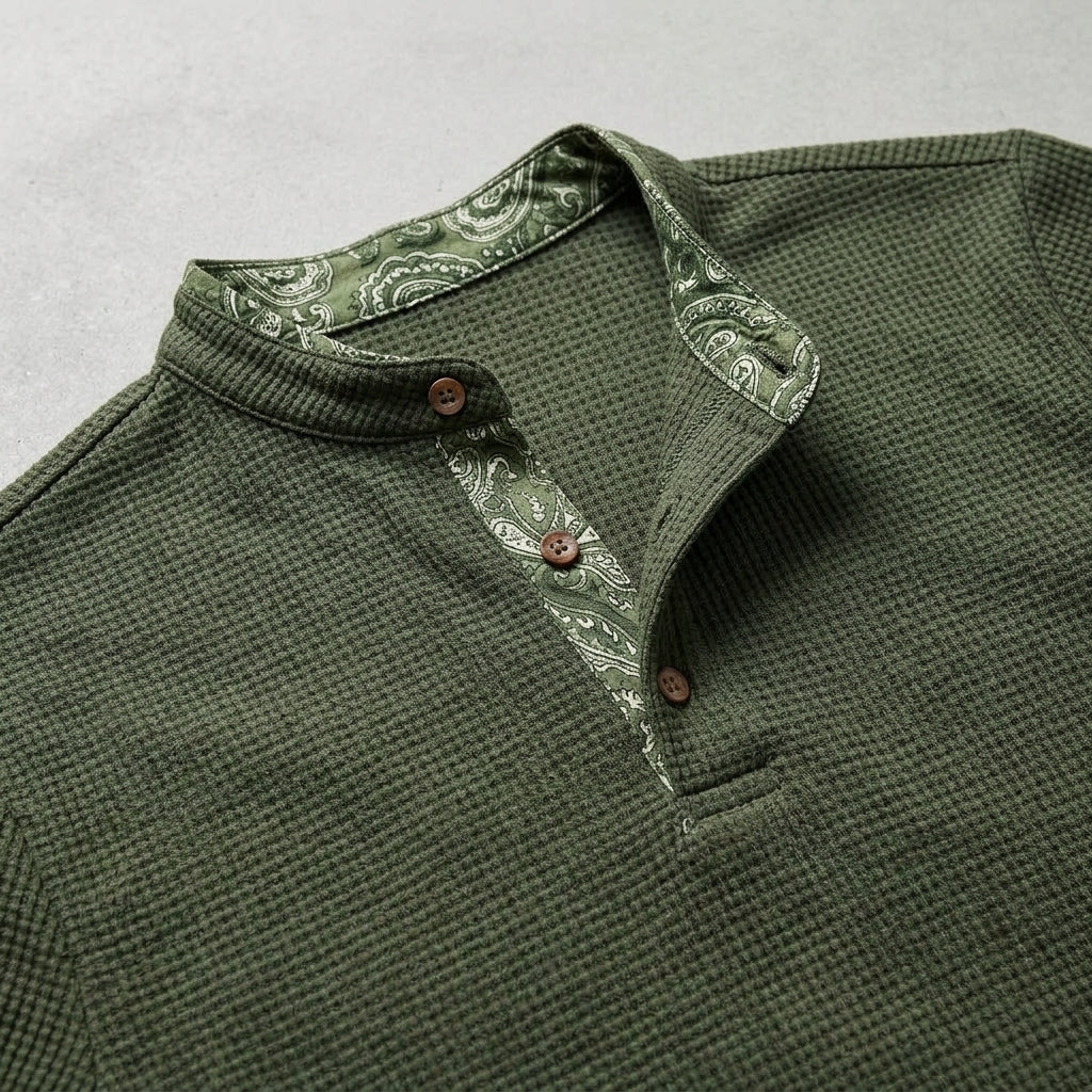 Men's Long Sleeve Polo Shirt – Cotton Contrast Collar