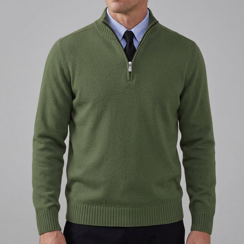 Classic Knit Jumper Men Half Zip Fleece Sweater
