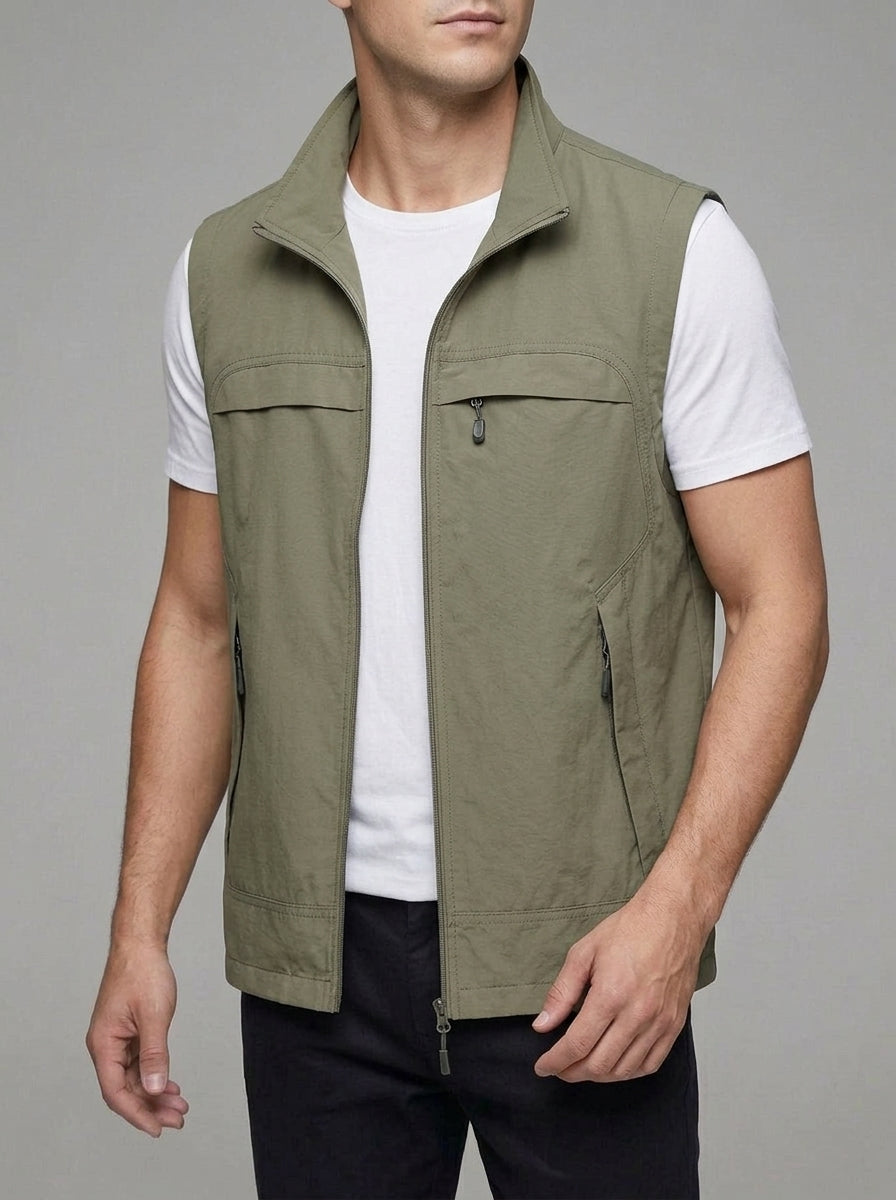 V-Neck Gilet Men Lightweight Utility Vest Breathable