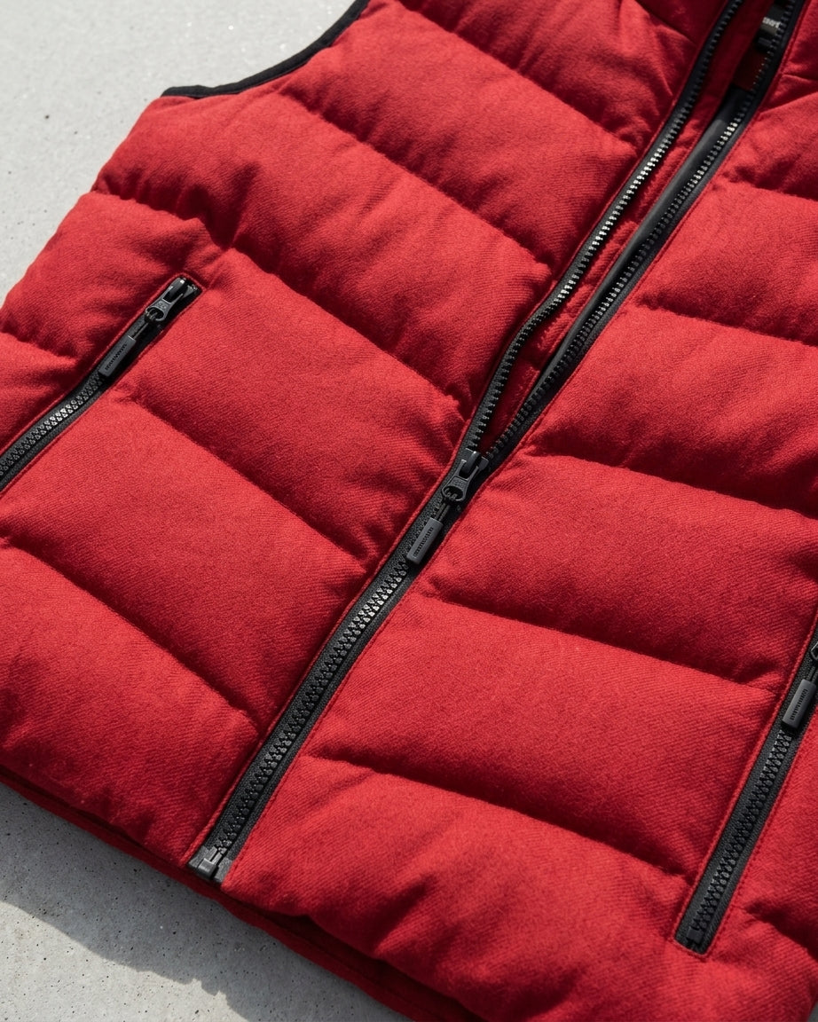 Insulated Quilted Gilet Vest Men Wool Zipper