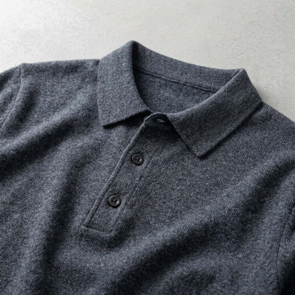 Merino Wool Polo Sweater Men
