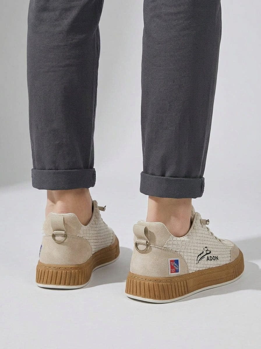 Leather Lace-Up Flatform Trainers Men