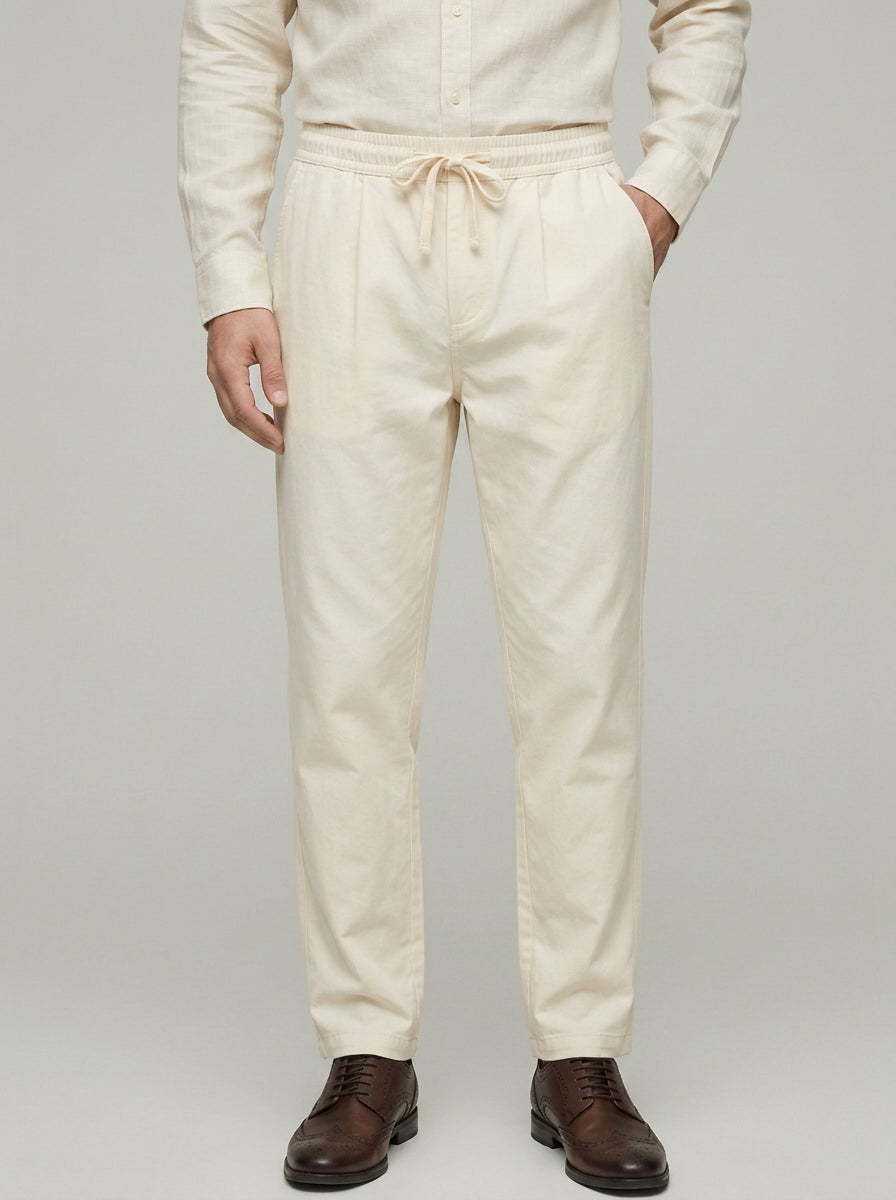 Cotton Straight Leg Trousers Men