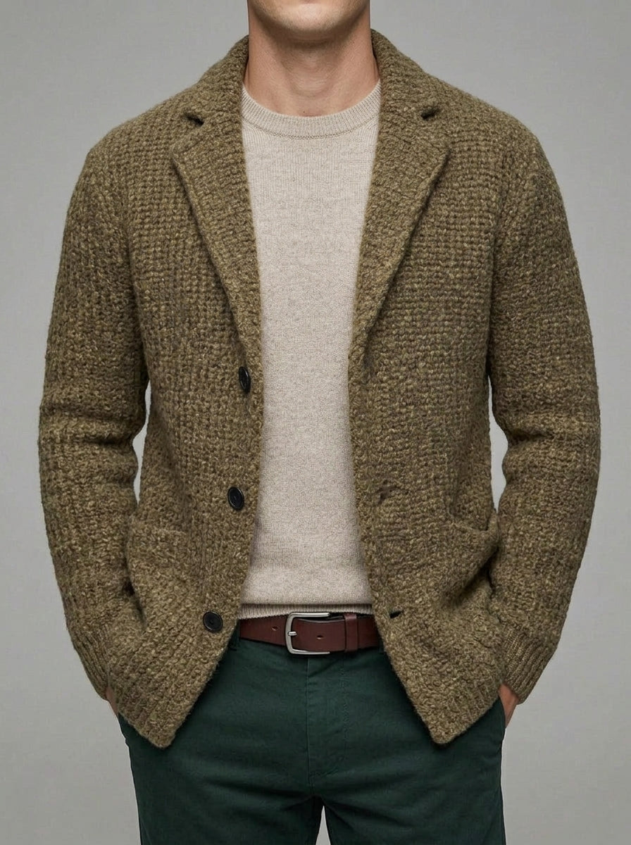 Wool Cardigan Men Button Down Regular Fit