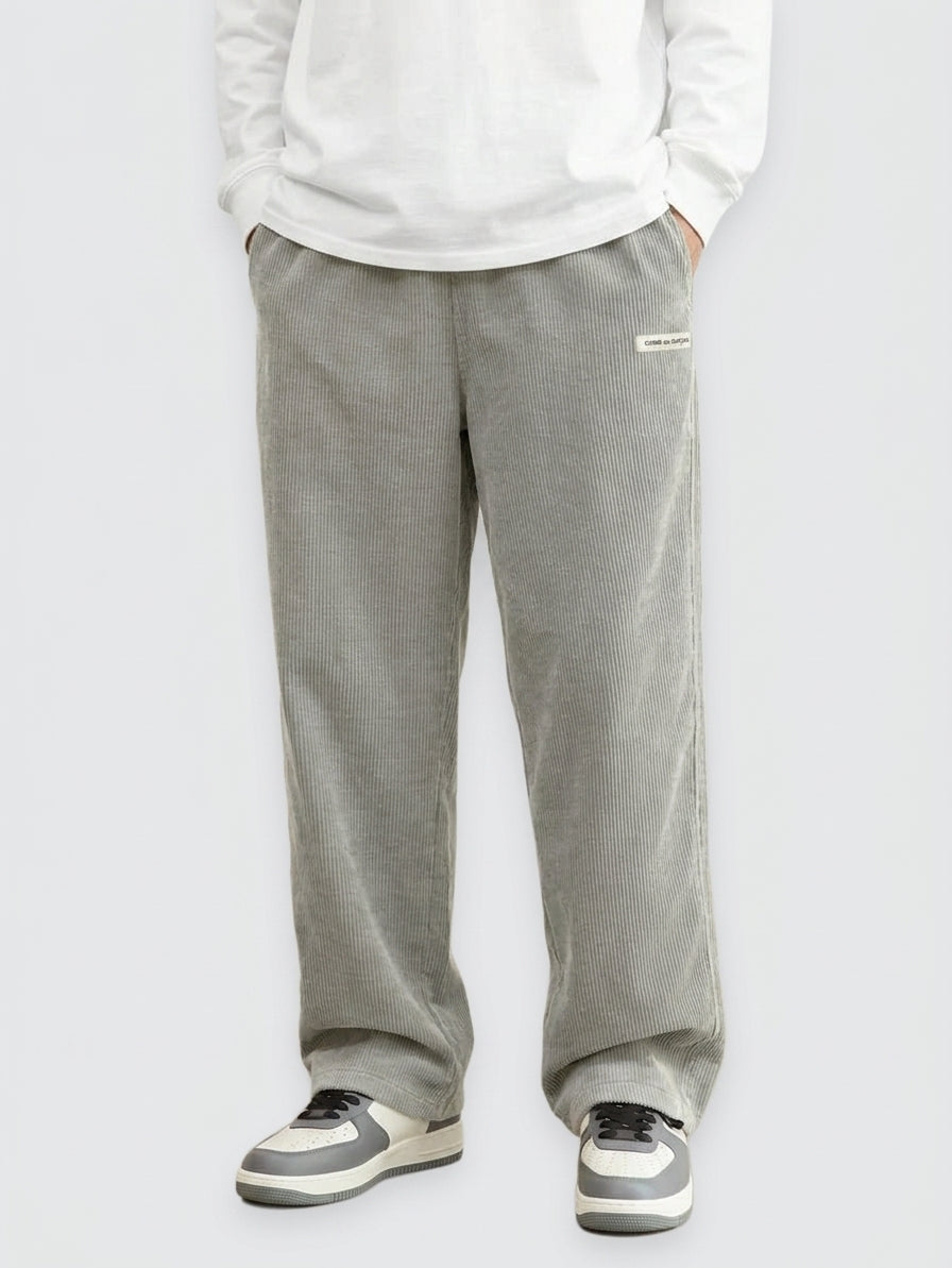 Corduroy Trousers Men Straight Leg