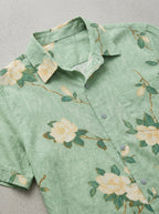 Cotton Floral Short Sleeve Shirt Men