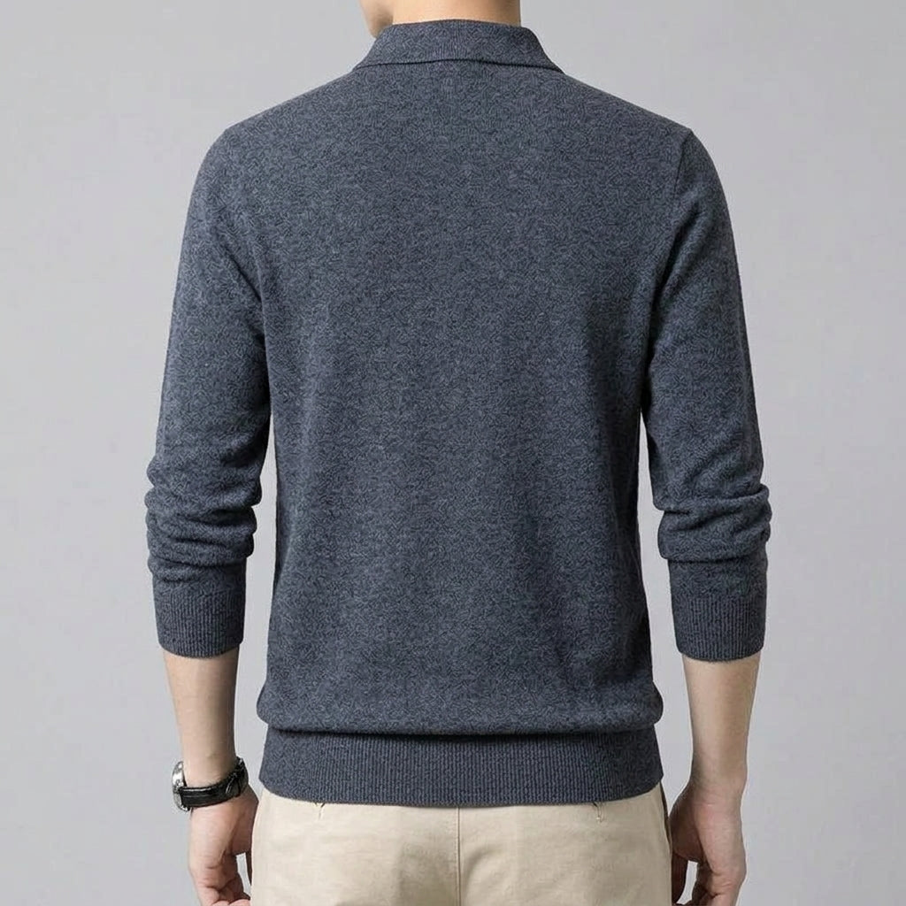 Merino Wool Polo Sweater Men