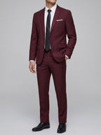 Wool Classic 2-Piece Suit Men Notch Lapel