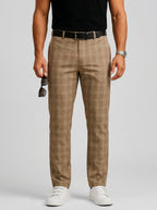Checked Casual Trousers Men Relaxed Fit