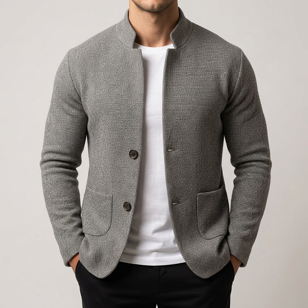 Grigio Premium Wool Button Cardigan - Cozy, Stylish Knitwear