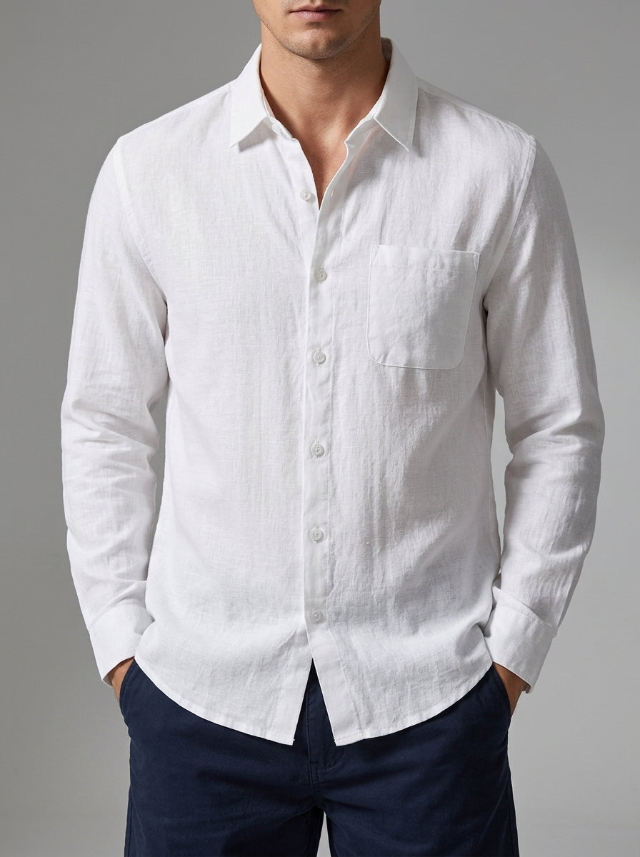 Linen Button-Up Shirt Men – Summer
