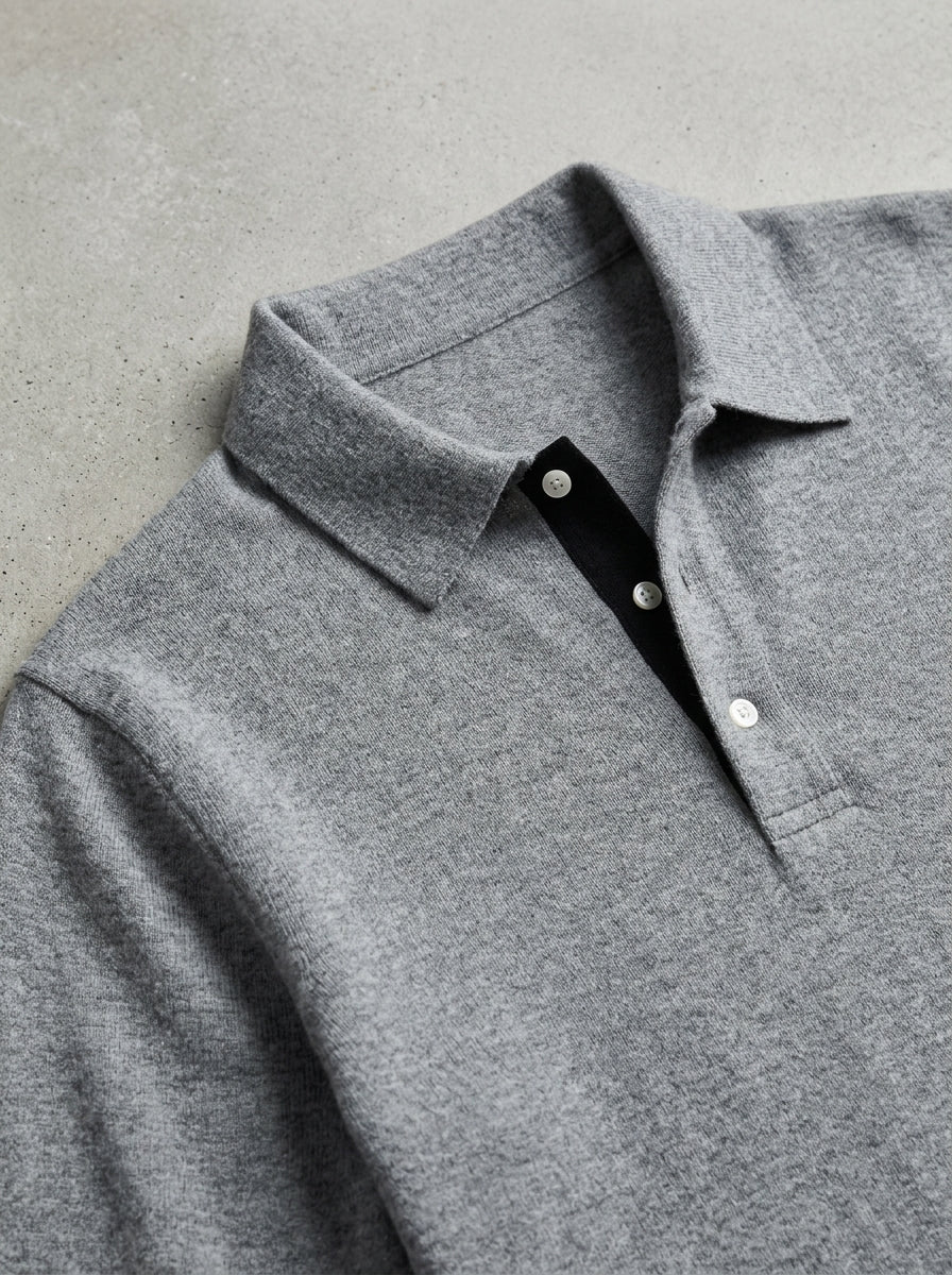 Long Sleeve Polo Shirt Men – Wool Blend