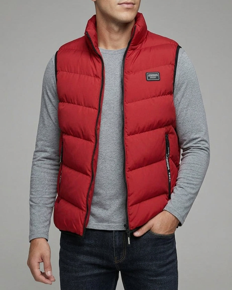 Insulated Quilted Gilet Vest Men Wool Zipper