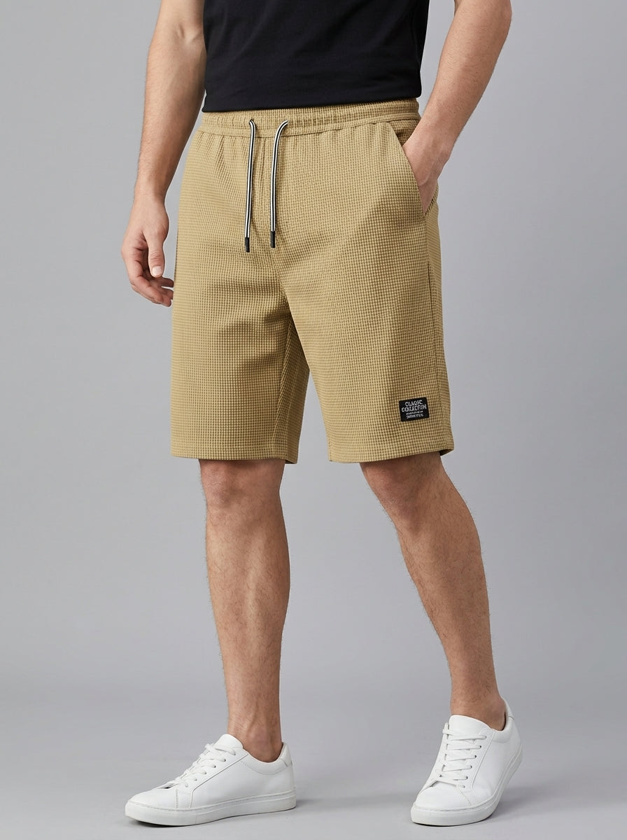 Cotton Chino Shorts Men Drawstring Side Pockets