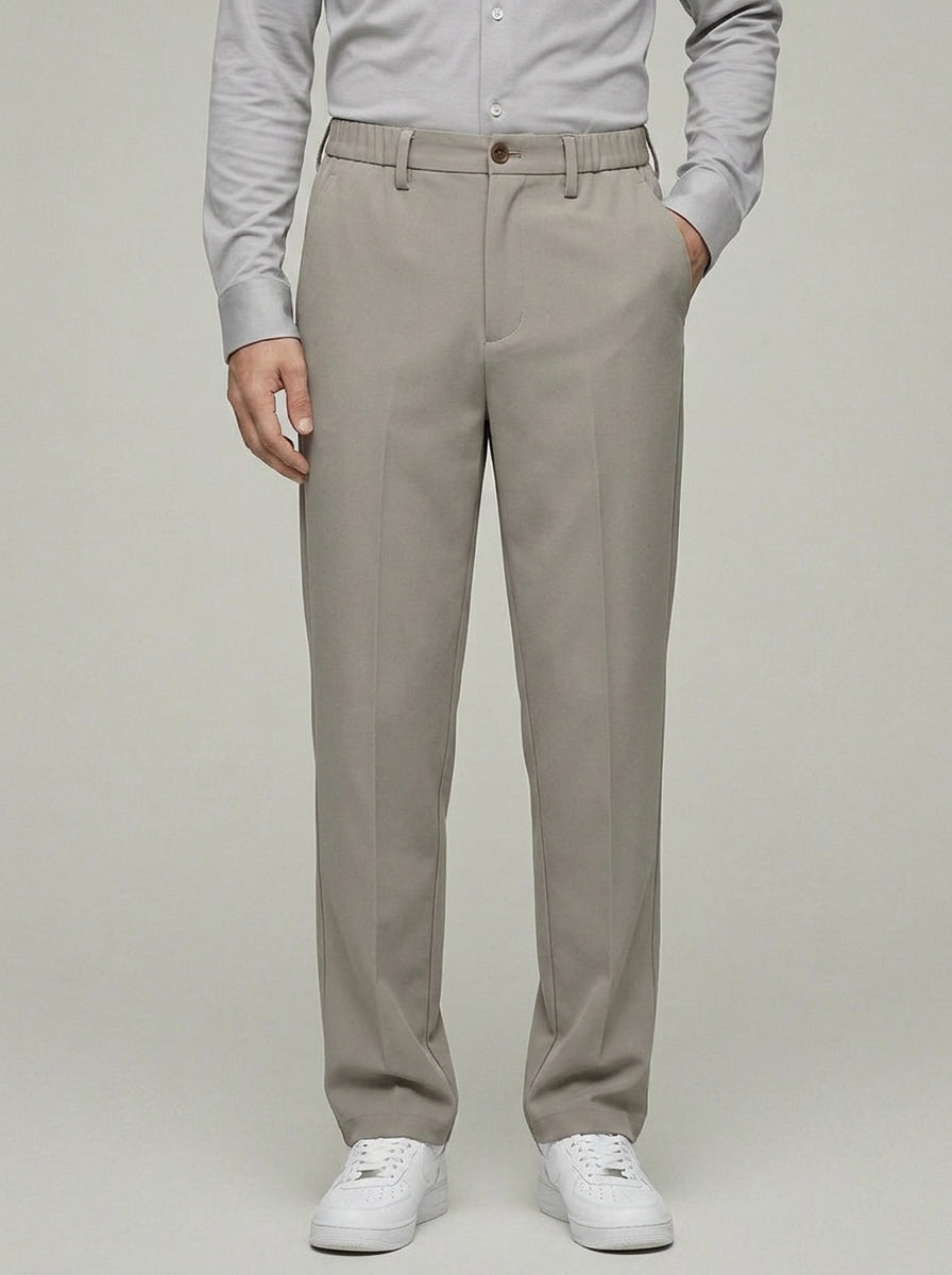 Stretch Tailored Trousers Men Wool Dress Pants