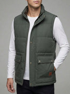 Fleece-Lined V-Neck Gilet Men Lightweight Blue
