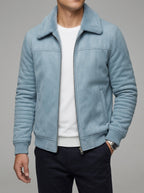 Men's Wool Zip Coat Slim Fit Fur Collar