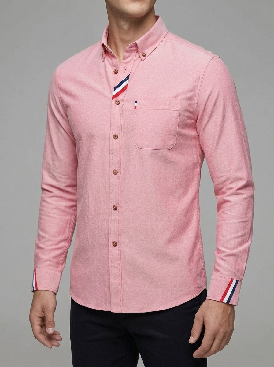 Cotton Long Sleeve Button Down Shirt Men