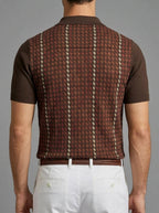 Houndstooth Knit Polo Wool Men