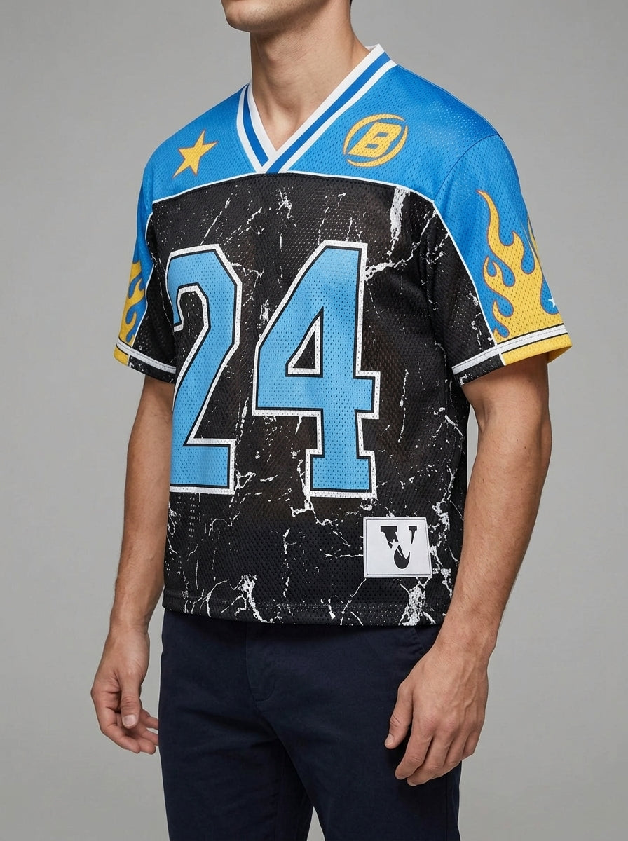 Mesh Football Jersey Men V-Neck Retro