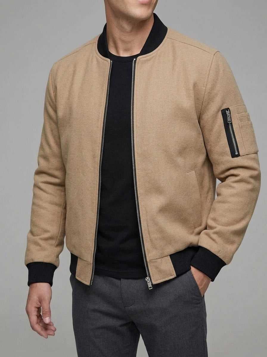 Wool Bomber Jacket Men – Classic Zip