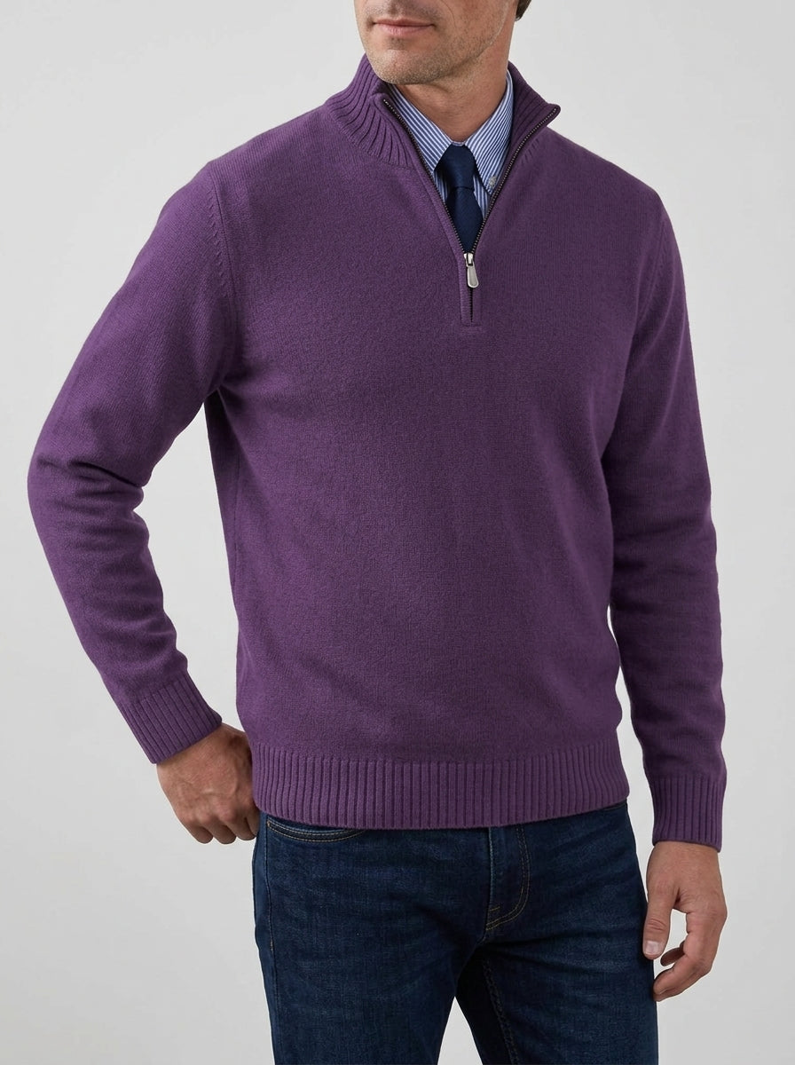 Classic Knit Jumper Men Half Zip Fleece Sweater