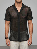 Short Sleeve Mesh Shirt Men