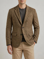 Wool Herringbone Tweed Blazer Men