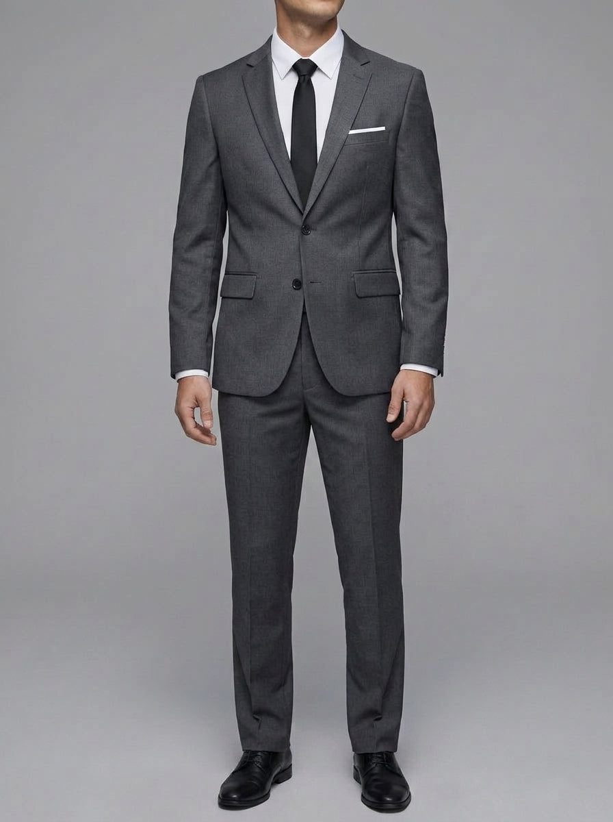 Wool Classic 2-Piece Suit Men Notch Lapel