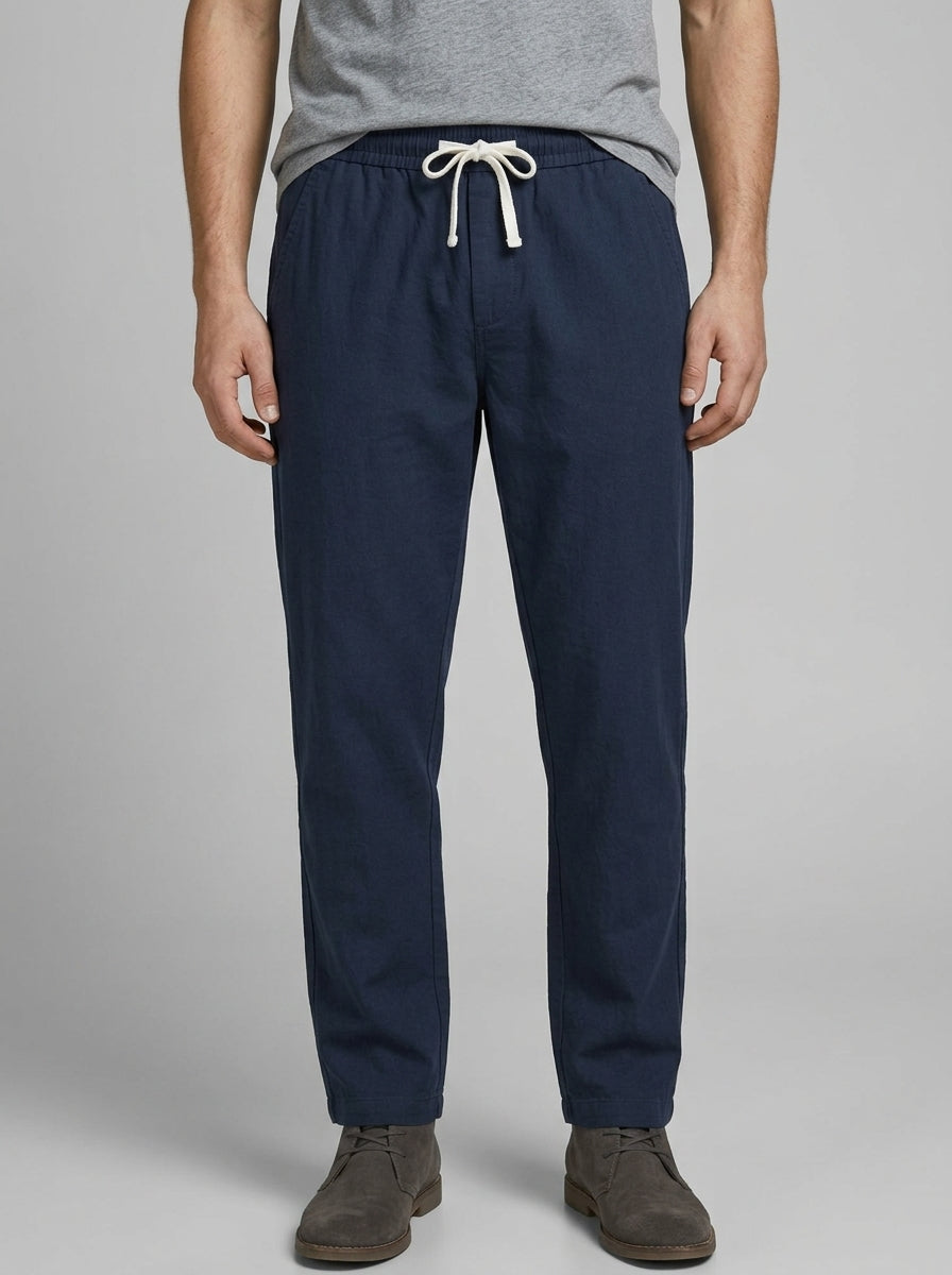 Cotton Straight Leg Trousers Men