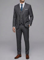 Elegant 3-Piece Wedding Suit Men Wool Slim-Fit