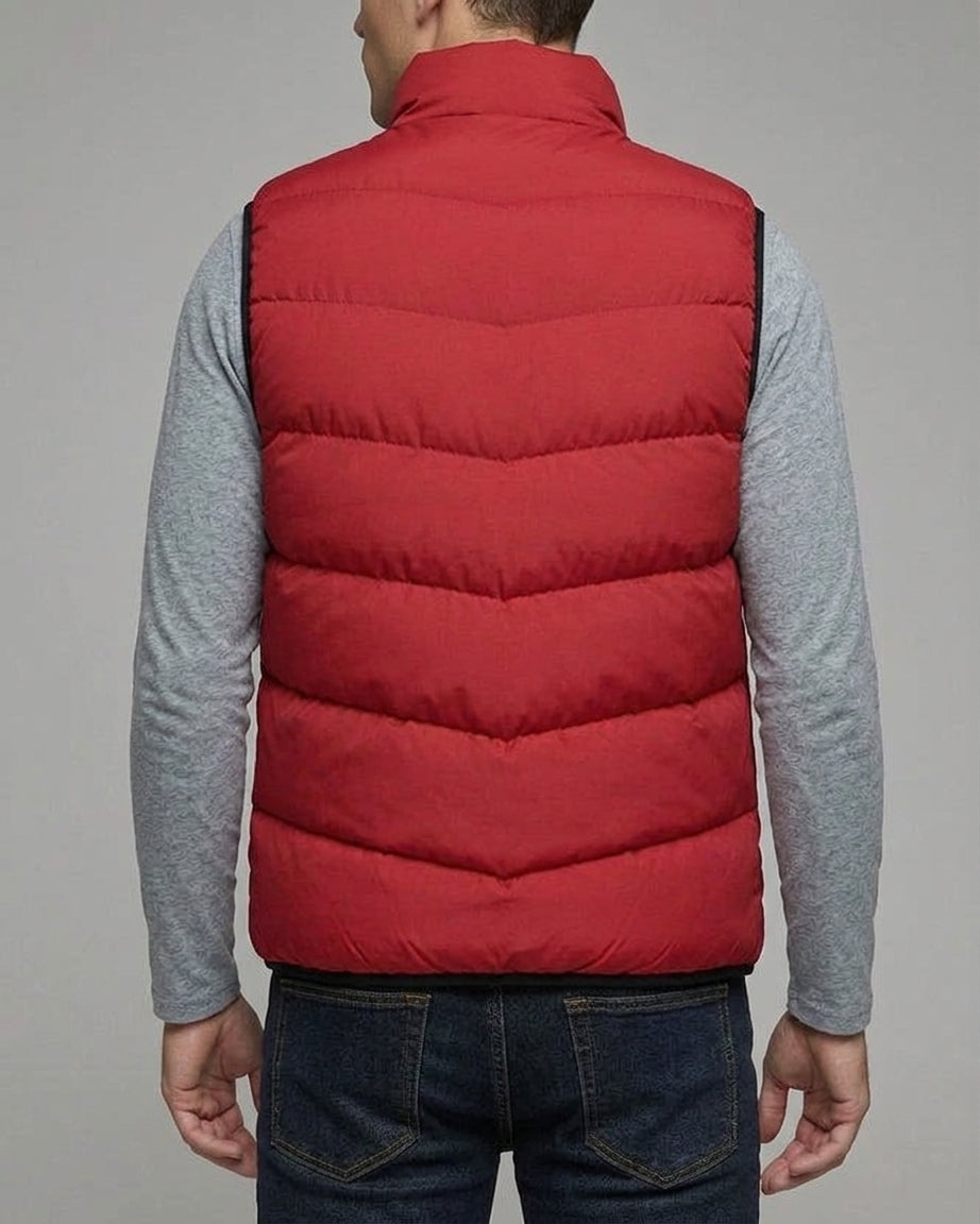 Insulated Quilted Gilet Vest Men Wool Zipper