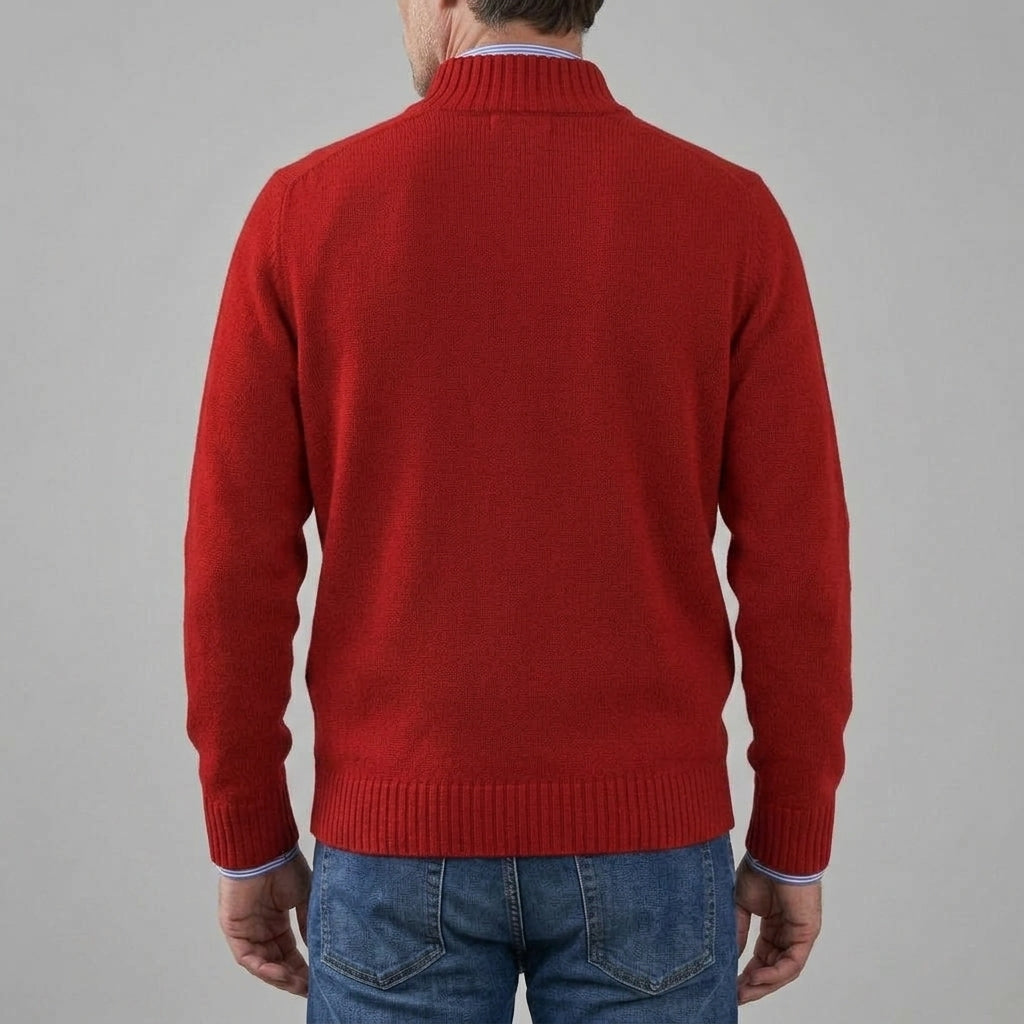 Classic Knit Jumper Men Half Zip Fleece Sweater