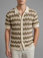 Knit Shirt Men's Crochet Retro Zigzag