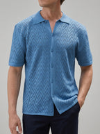 Knit Geometric Button-Up Shirt Men