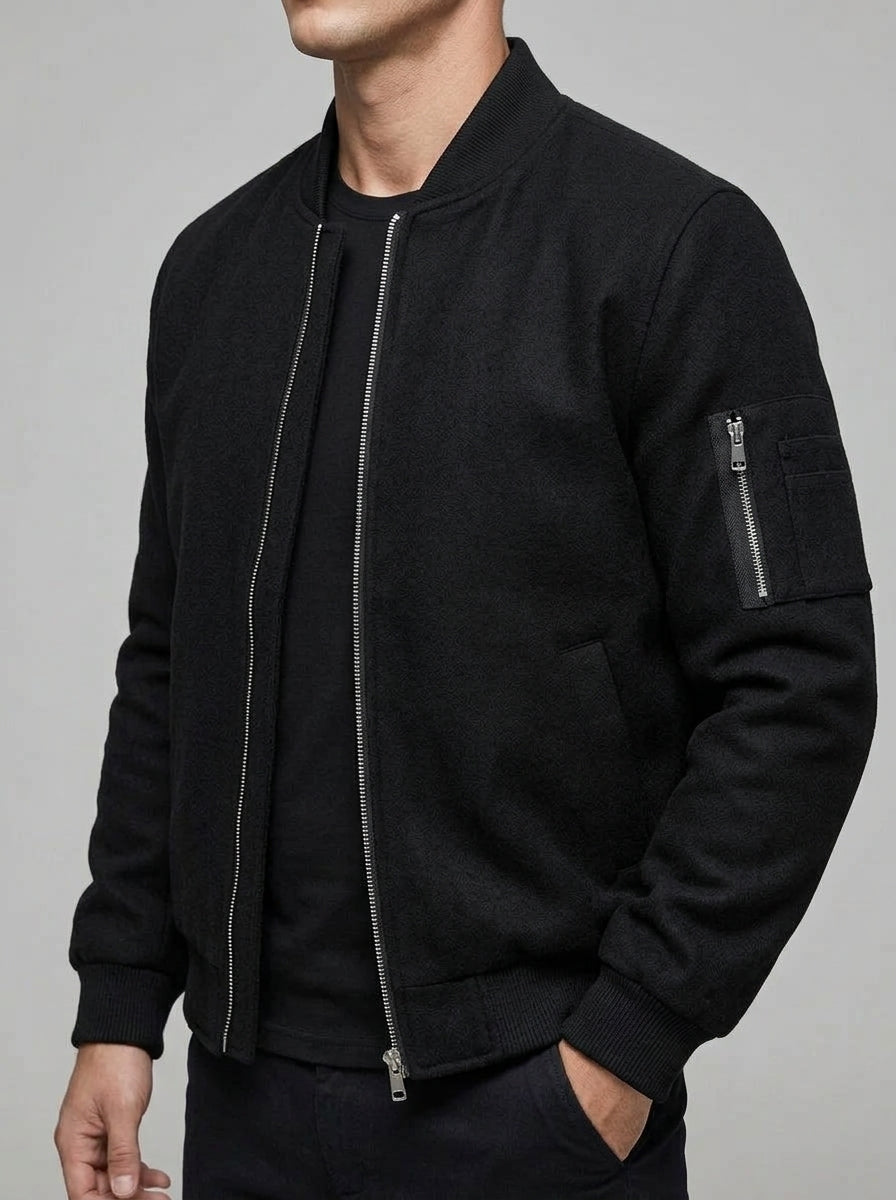Wool Bomber Jacket Men – Classic Zip