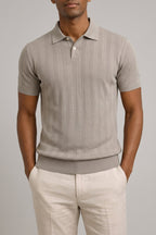 Wool Knit Polo Shirt Men