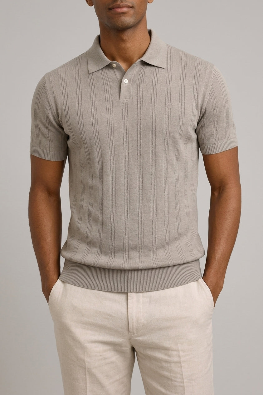 Wool Knit Polo Shirt Men