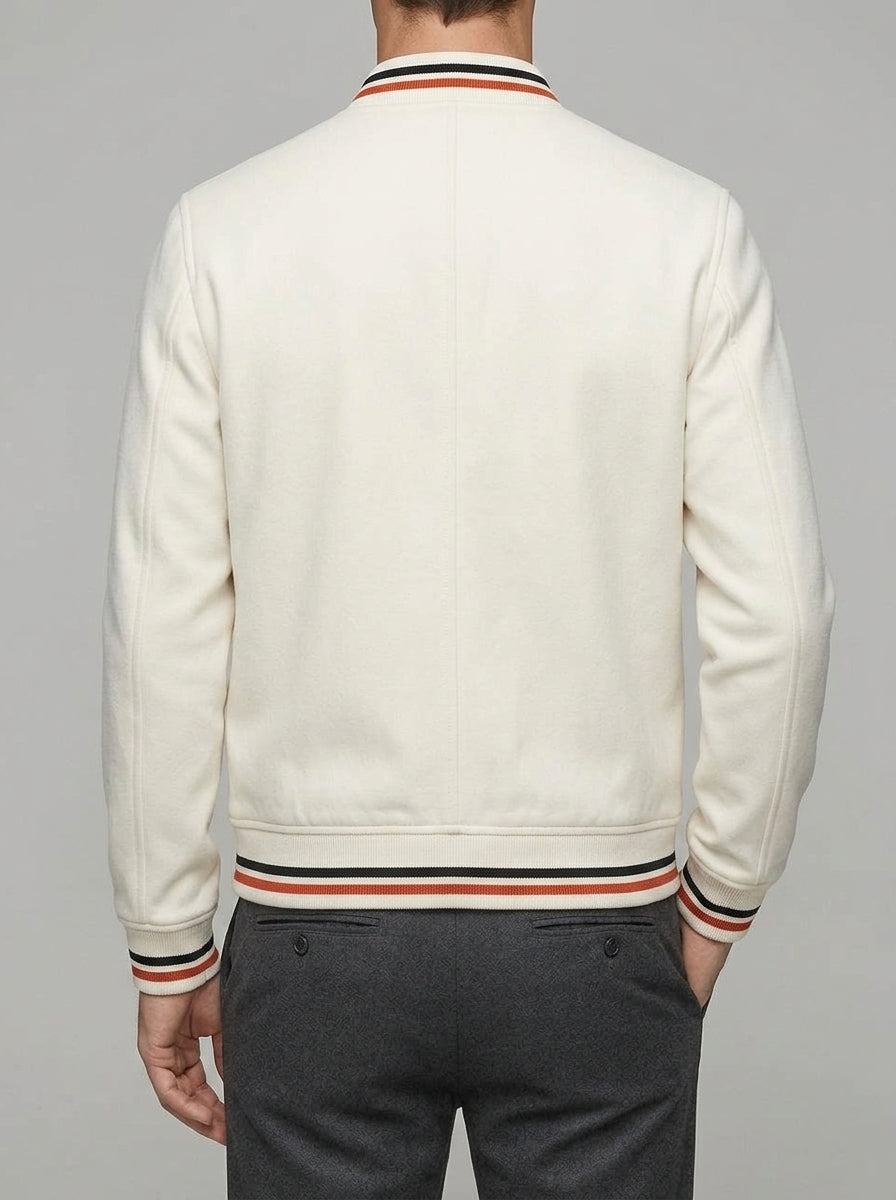 Lightweight Bomber Jacket Stripe Detail – Wool