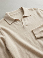 Knit Polo Shirt Men Long Sleeve