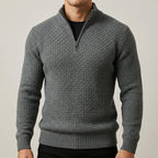 Men's Wool Waffle Quarter Zip Sweater – Ribbed