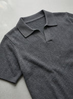 Knit Polo Shirt Wool Button Neck Men