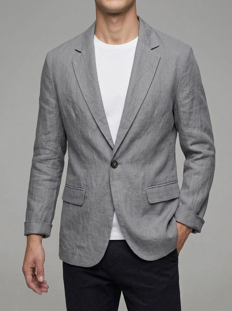 Linen Summer Blazer Men Lightweight Jacket