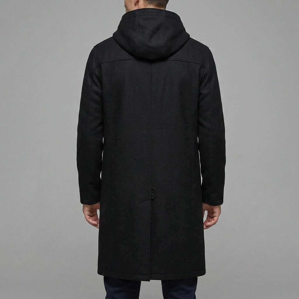 Mens Raincoat – Wool Hooded Long Coat