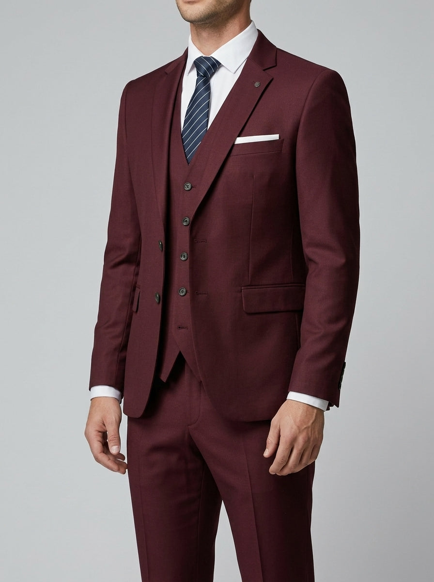 Wool Slim-Fit 3-Piece Suit Men