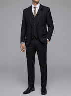 Wool Slim-Fit Elegant 3-Piece Wedding Suit Men