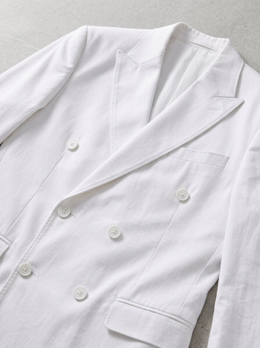 Cotton Blend Double-Breasted Suit Men