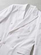 Cotton Blend Double-Breasted Suit Men