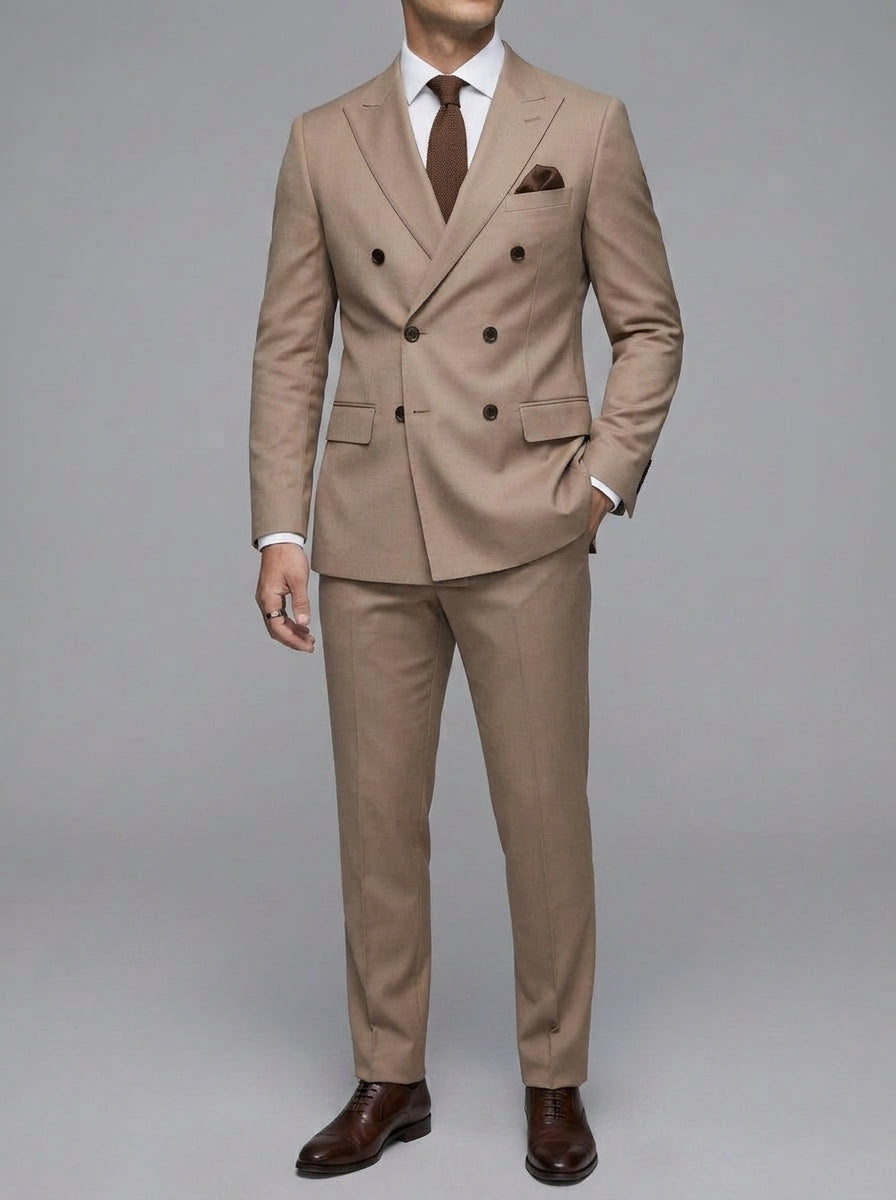 Wool Slim-Fit Double-Breasted Suit Men